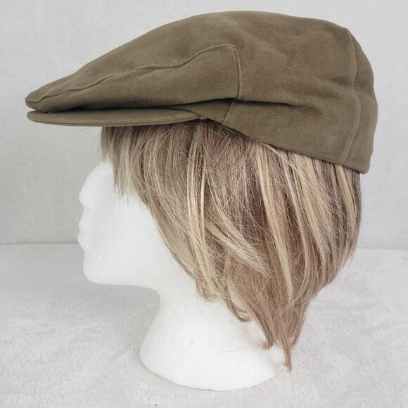 VTG Schuman Sullivan Men's Newsboy Taupe Velvet Cap w/ Snap Down Brim. One size - Picture 2 of 10